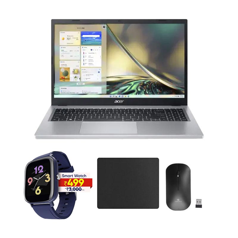 Picture of Acer Aspire 3 15 Intel Core i3 N305 (8 GB/ 512 GB SSD/Windows 11 Home/MS Office) Pure Silver, A315-510P, 39.62 cm (15.6") Full HD Display Laptop &Wireless Mouse &Mouse Pad 